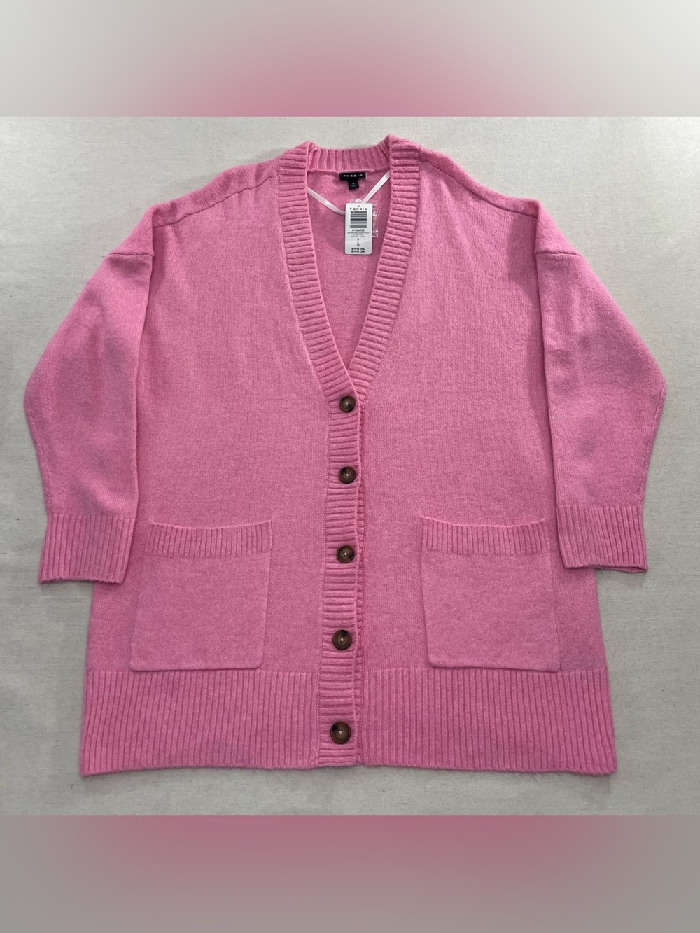 Torrid Arora Pink Vegan Cashmere Boyfriend Cardigan Size 0 Large NEW NWT